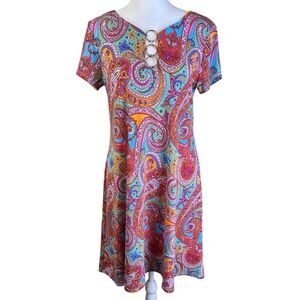MSK Short Sleeve Paisley Mini Dress Size S